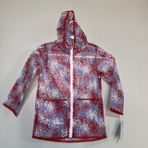 Hunter Retro Floral Red Transparent Raincoat Size 5T NWT
